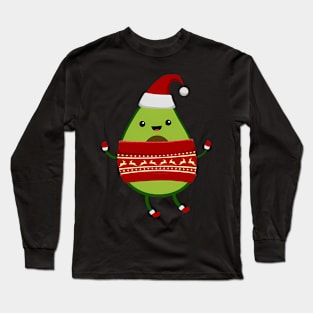 Avocado With Santa And Ugly Vegan Long Sleeve T-Shirt